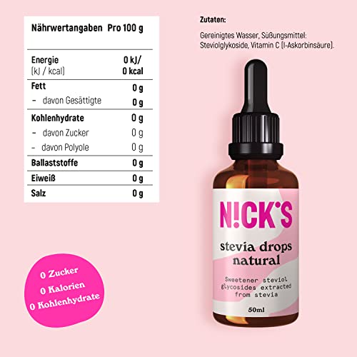 Nicks Stevia Liquid Cookies & Cream Sala Drops (50 ml) Keto Sugar Schemolente senza calorie, sostituto dello zucchero a basso contenuto di carboidrati, dolcificante, dolcificante liquido, alternativa allo zucchero, dolcificante con pipetta
