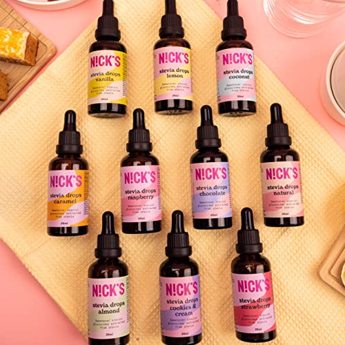 Nicks Stevia Liquid Cookies & Cream Sala Drops (50 ml) Keto Sugar Schemolente senza calorie, sostituto dello zucchero a basso contenuto di carboidrati, dolcificante, dolcificante liquido, alternativa allo zucchero, dolcificante con pipetta