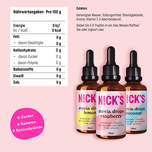 Nicks Stevia Liquid Cookies & Cream Sala Drops (50 ml) Keto Sugar Schemolente senza calorie, sostituto dello zucchero a basso contenuto di carboidrati, dolcificante, dolcificante liquido, alternativa allo zucchero, dolcificante con pipetta