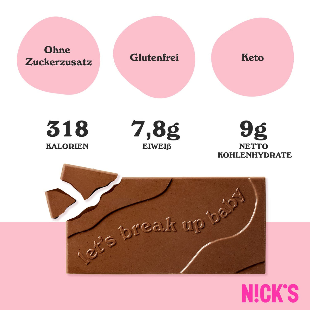 Nicks Milk Chocolate Caramel Crunch No aggiunto zucchero, senza glutine, a basso contenuto di carboidrati, nessun olio di palma, barrette di cioccolato cheto (3x75G)