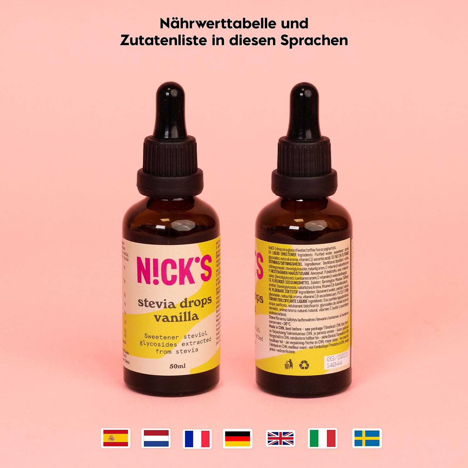 Nicks Stevia Liquid Cookies & Cream Sala Drops (50 ml) Keto Sugar Schemolente senza calorie, sostituto dello zucchero a basso contenuto di carboidrati, dolcificante, dolcificante liquido, alternativa allo zucchero, dolcificante con pipetta