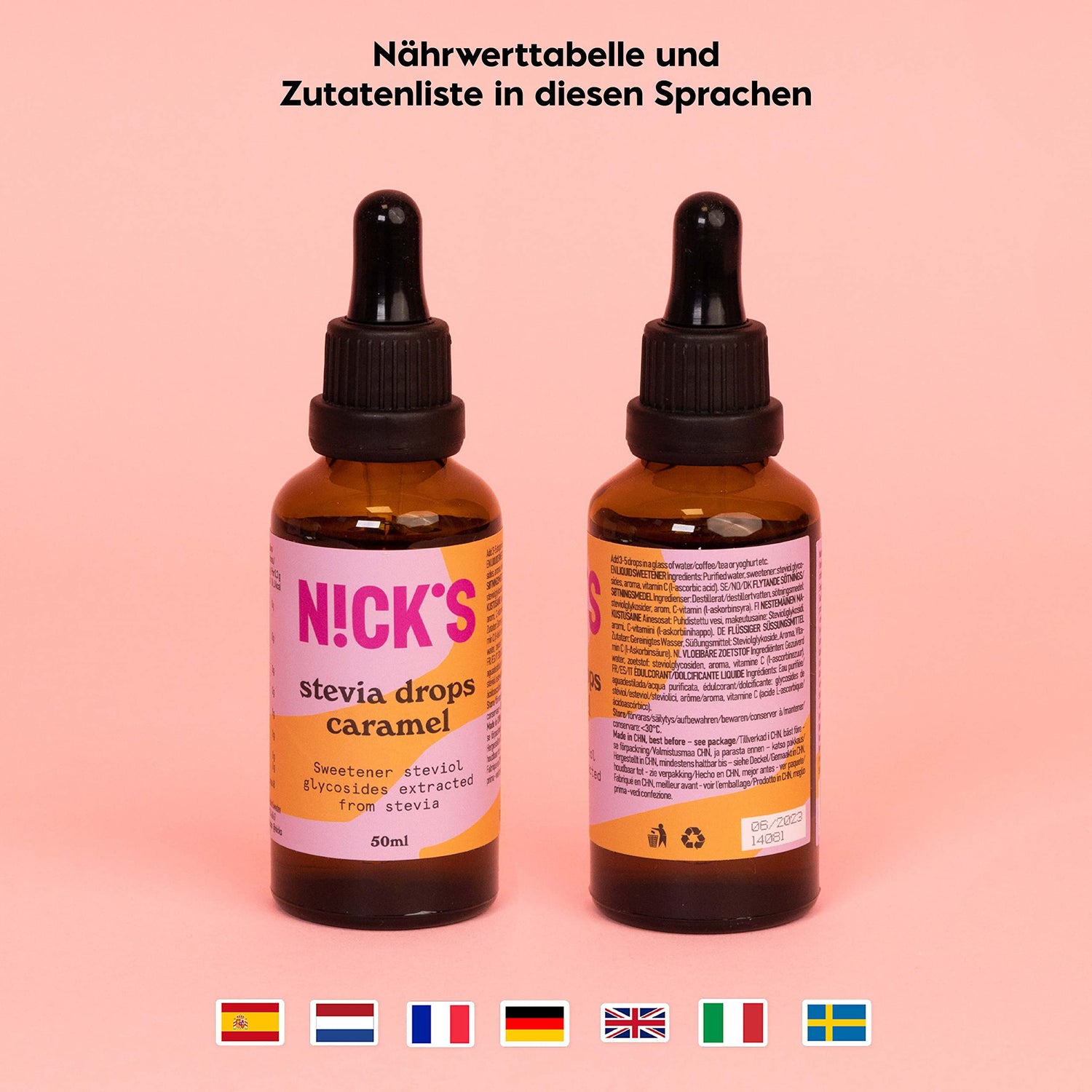 Nicks Stevia Liquid Cookies & Cream Sala Drops (50 ml) Keto Sugar Schemolente senza calorie, sostituto dello zucchero a basso contenuto di carboidrati, dolcificante, dolcificante liquido, alternativa allo zucchero, dolcificante con pipetta