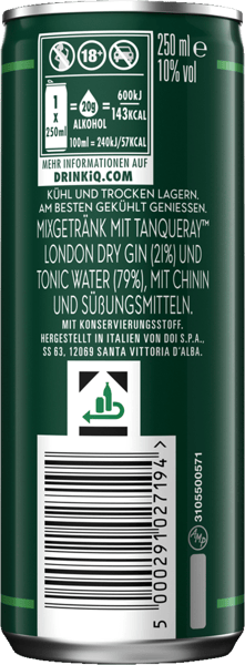Tanqueray Gin & Tonic 10% 025l + pant