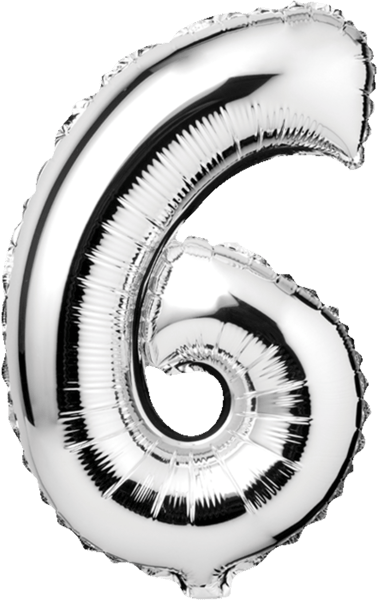 Folieballon nr 6 Sølv 1 stk H60 cm