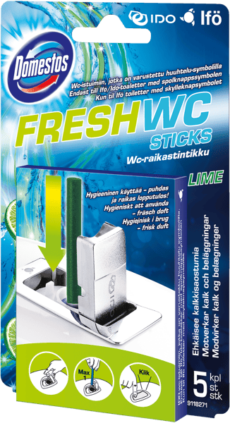 Domestos friske wc-sticks kalk 5-pak