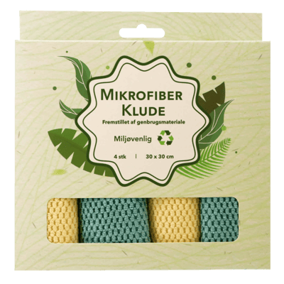 Mikrofiber rengøringsklude 4-pak