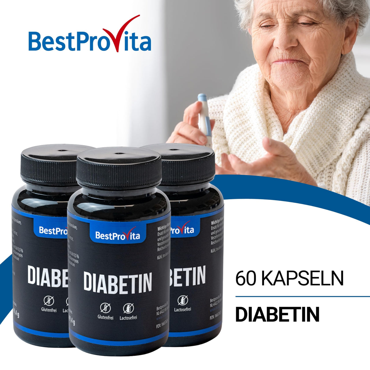 BestProvita -Diabetinkapseln (3 x 60 Diabetinkapseln) - natürliche Multivitamin -Stütze für Typ -2 -Diabetes, Blutzuckerabsenkung und Diabetes -Vitamine