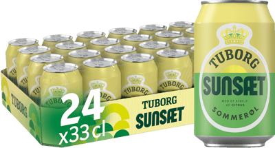 Grøn Tuborg Sunsæt Pilsner - 46% øl 24x33cl dåse