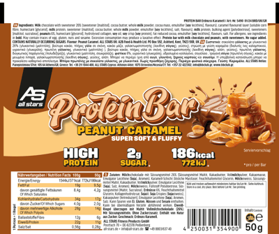 All Stars Soft Protein Bar Peanut Karamel 50G