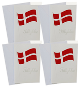 KORT MED KUVERT 11X17CM FLAG 4 STK